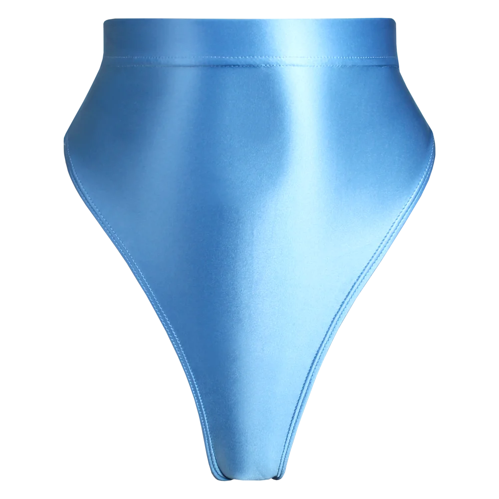 High Waist T-Shaped Short Pants for Women, Shiny Glossy, Monochrome Bikini Tights, High-Fork Briefs, Sexy Underpants, All Season