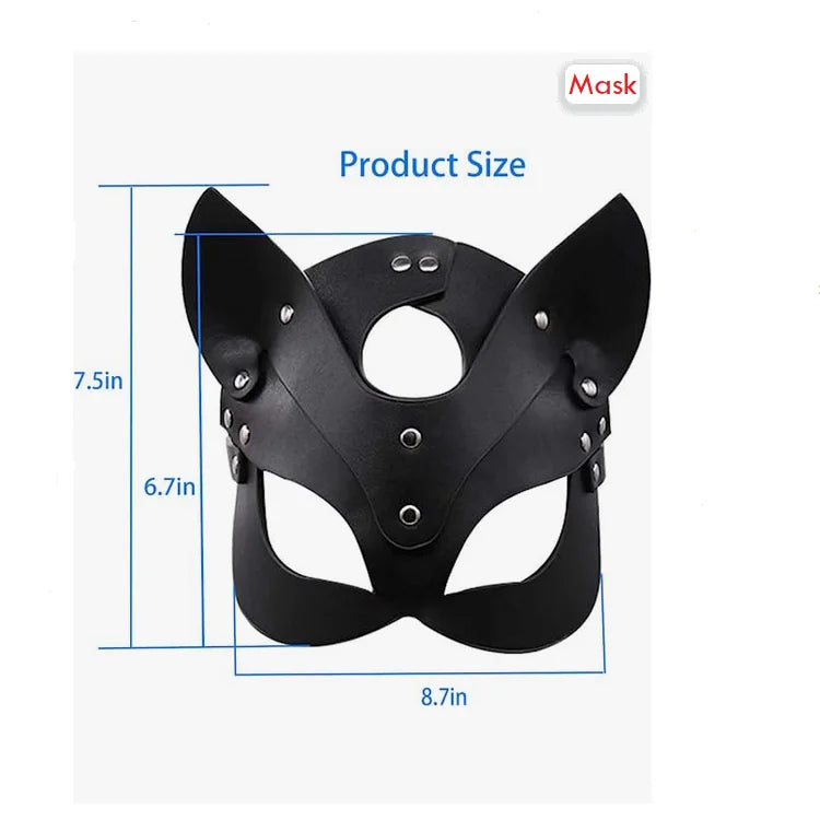 Women Cat Mask Sexy Leather Eye Mask Half Face Masquerade Mask Cosplay Costume Props for Halloween Mardi Gras Carnival