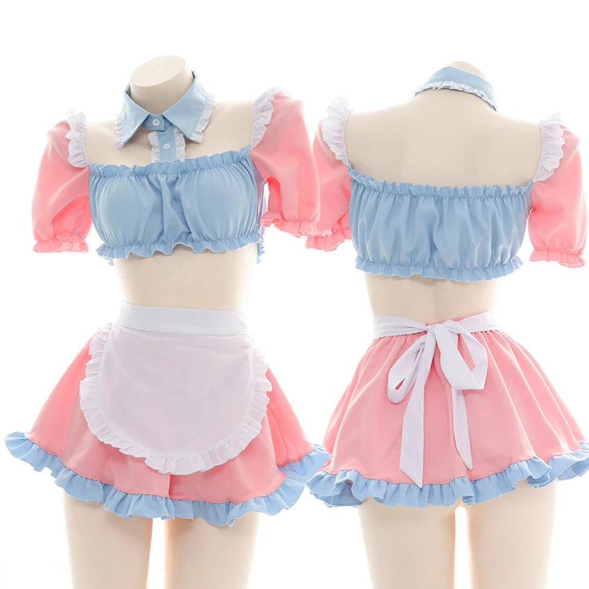 AniLV Anime Lolita Girl Maid Series Pajamas Swimsuit Costume Women Cartoon Cute Kawaii Student Pink Blue Lingerie Set Cosplay
