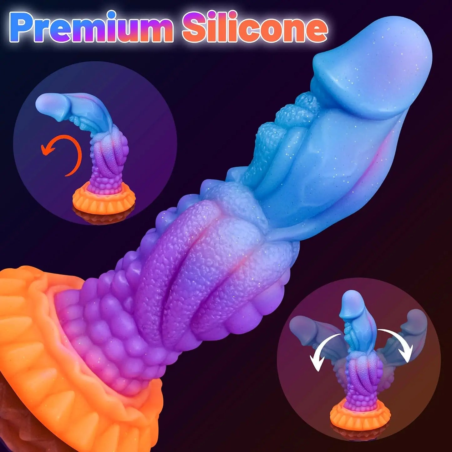 Colorful Luminous Dildo Monster alien Dildo Glow in the Dark Adult Anal Toys Silicone Anal Butt Plug with Strong Suction Cup