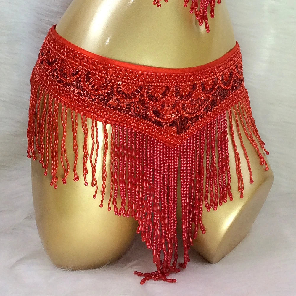 Hot Sale Women Belly Dance Costume 3pcs/set Bra Belt Necklace 4 Colors Ladies Sexy Professional Dance Costumes
