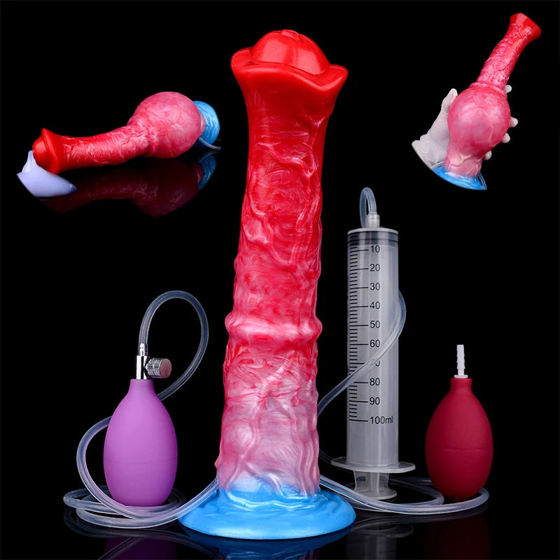 ASHBURN™ Squirting + Inflatable Knot Fantasy Plug – Mixed Silicone Power Toy