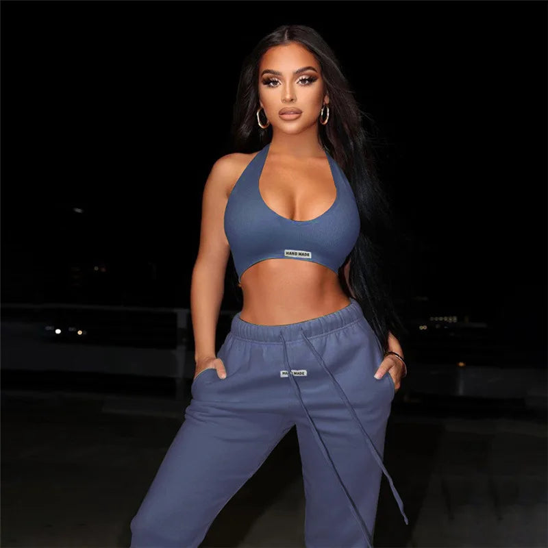 2022 Custom Logo Sleeveless Sexy Women Fitness Yoga Set Women 2 Piece Yoga Low Cut Bra Set Women Seamless Fitness Wear