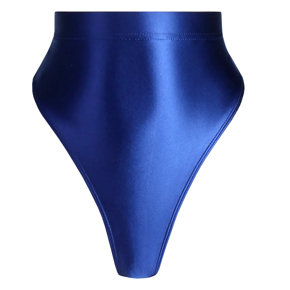 High Waist T-Shaped Short Pants for Women, Shiny Glossy, Monochrome Bikini Tights, High-Fork Briefs, Sexy Underpants, All Season