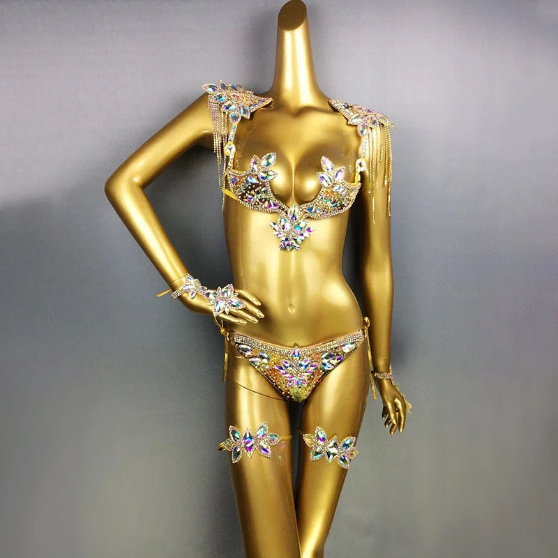 New Design Top Grade Sexy Women Belly Dance Samba Carnival RIO Crystal Wire Bra Costume Outfit Showgirl Dancer Clothes