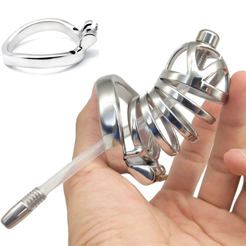 FRRK Classic Male Chastity Cages with Removable Urethral Tube for Couple Adult Game Stainless Steel Penis Ring BDSM Sex Toy Shop