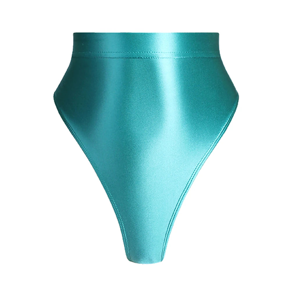 High Waist T-Shaped Short Pants for Women, Shiny Glossy, Monochrome Bikini Tights, High-Fork Briefs, Sexy Underpants, All Season