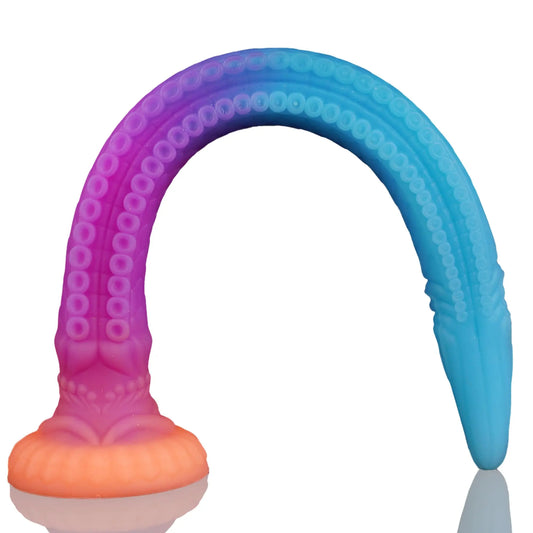 Adult Sex Toys Realistic Animal Octopus Tentacle Dildo Extra Long Rod Whip Luminous Dragon Silicone Anal Plug With Suction Cup