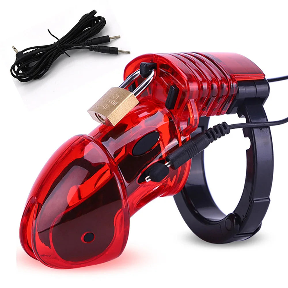 BDSM Electro Shock CB6000 Male Chastity Cock Cage Sex Ball Stretcher,Electric Stimulator Penis Lock Ring Gay Masturbation Tools