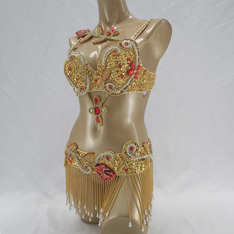 Bead wire Crystal bra and belt set