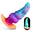 Cheap Sexual Product Octopus Tentacle Penis Luminous alien Anal Plug Vagina Dildo Soft Skin Silicone Wearable Anal Plug for Men