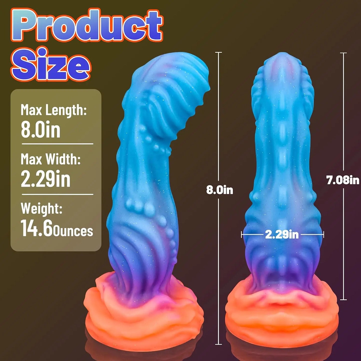 ASHBURN Fantasy Curved Ribbed Dildo G-Spot Monster Glowing Dildos with Knot Tentacle