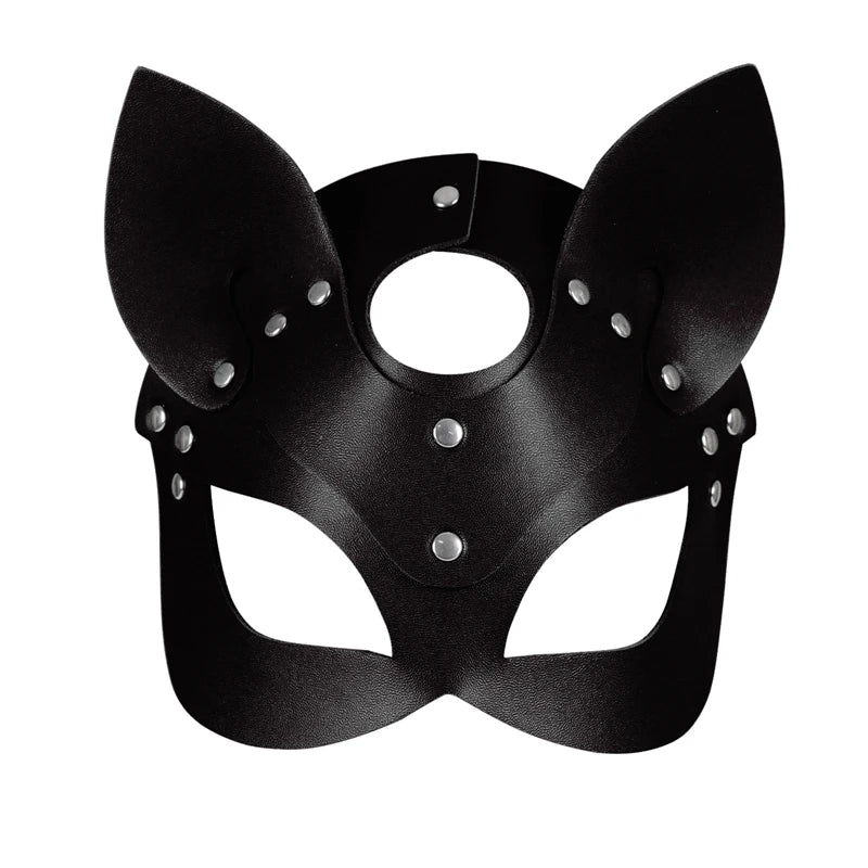 Women Cat Mask Sexy Leather Eye Mask Half Face Masquerade Mask Cosplay Costume Props for Halloween Mardi Gras Carnival
