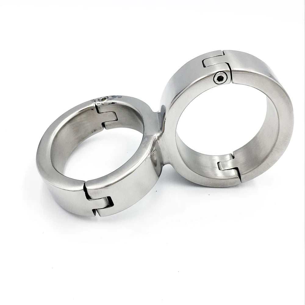 Latest Stainless Steel 8 Form Fixed Oval Shaped Wrist Restraint Handcuffs Manacle Adult BDSM Bondage Sex Toy For Male Female