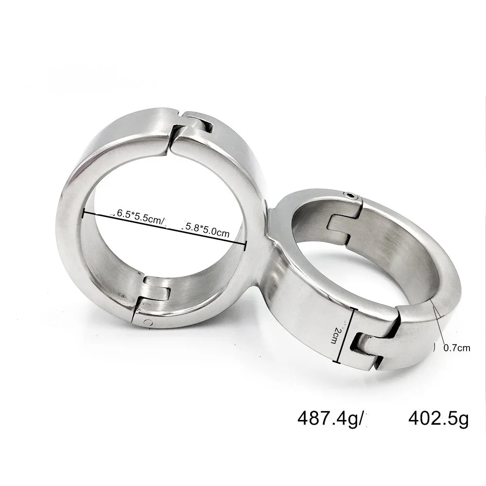 Latest Stainless Steel 8 Form Fixed Oval Shaped Wrist Restraint Handcuffs Manacle Adult BDSM Bondage Sex Toy For Male Female