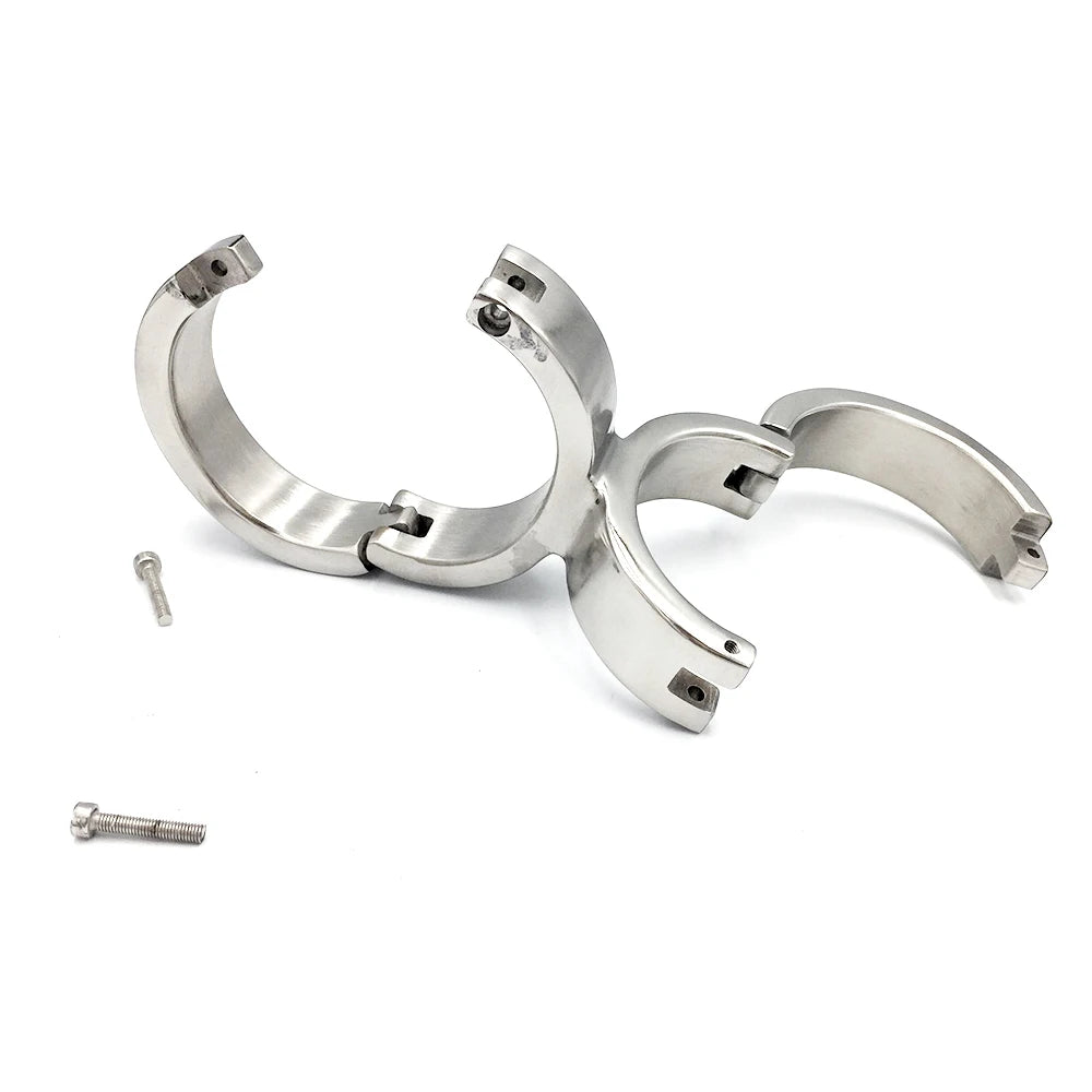 Latest Stainless Steel 8 Form Fixed Oval Shaped Wrist Restraint Handcuffs Manacle Adult BDSM Bondage Sex Toy For Male Female