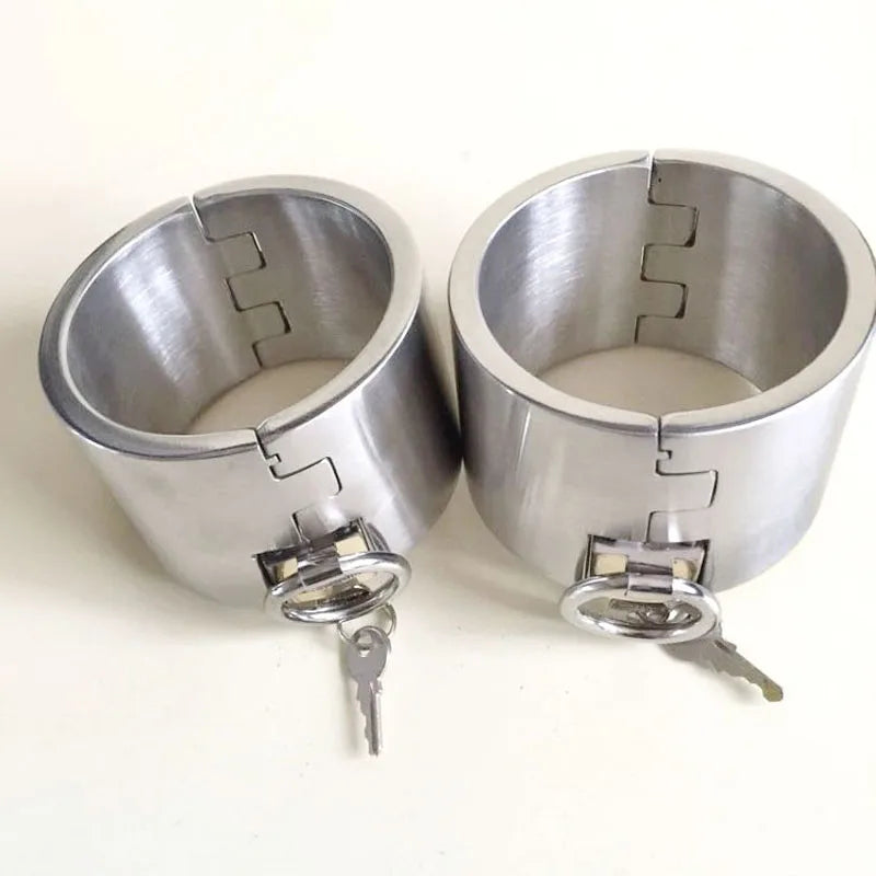 4cm 5cm 6cm High Metal Stainless Steel Oval Fetter Anklet Cuffs Shackles W Lock Restraint Bondage Adult BDSM Male Female Sex Toy