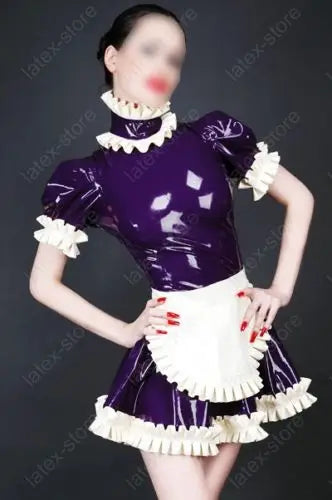 Latex Rubber Gummi Maid Servants Uniform Dress apron customized