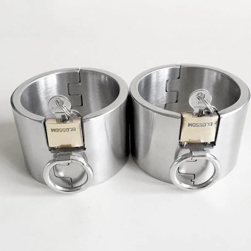 4cm 5cm 6cm High Metal Stainless Steel Oval Fetter Anklet Cuffs Shackles W Lock Restraint Bondage Adult BDSM Male Female Sex Toy