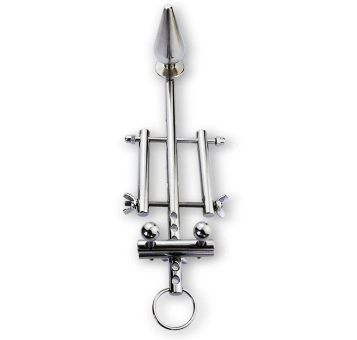Male Stainless Steel Bondage Stretching Device Multifunctional Adjustable Anal Butt Plug Chastity Belt BDSM Sex Toy A129