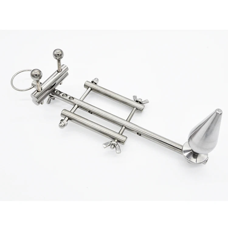 Male Stainless Steel Bondage Stretching Device Multifunctional Adjustable Anal Butt Plug Chastity Belt BDSM Sex Toy A129