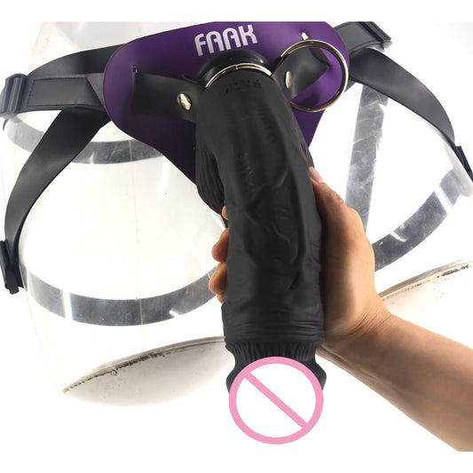 ASHBURN Strap On Large Penis With Suction Cup Strapon Realistic Dildo Genuine Leather Harness Flexible Soft Silicone Big Dong