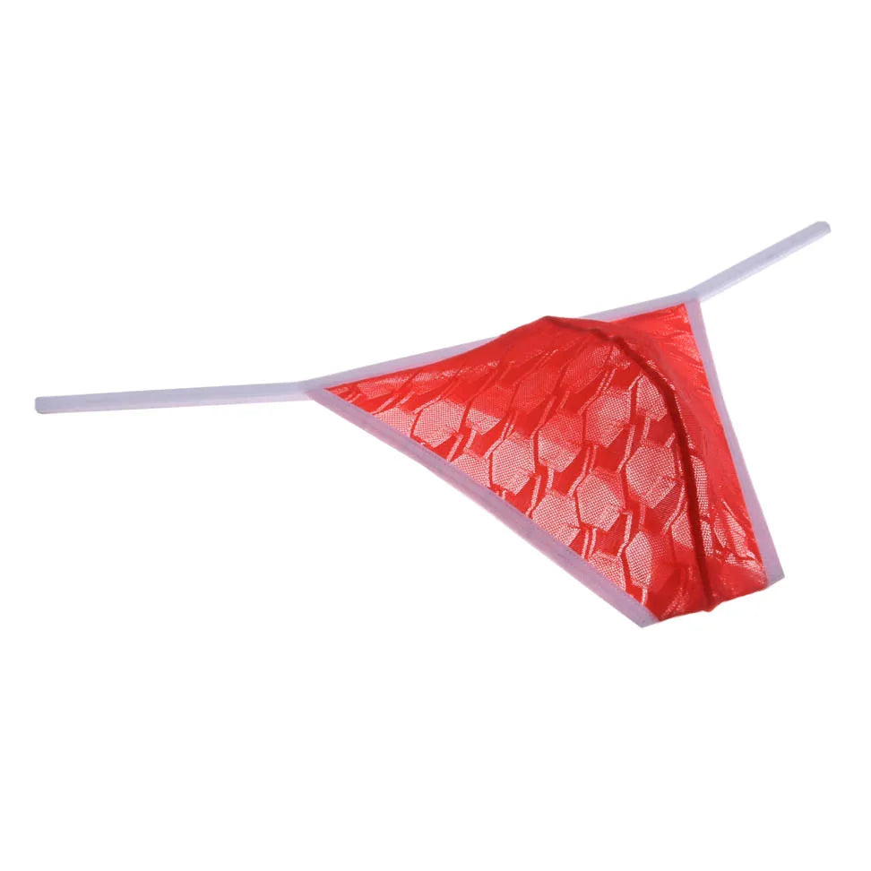 Men's Sheer Lace Bikini Briefs See-through Thong String Underwear Male G-string Micro Tangas Bulge Pouch Posing Low Rise Beach