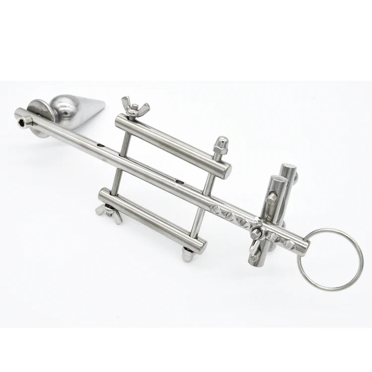 Male Stainless Steel Bondage Stretching Device Multifunctional Adjustable Anal Butt Plug Chastity Belt BDSM Sex Toy A129