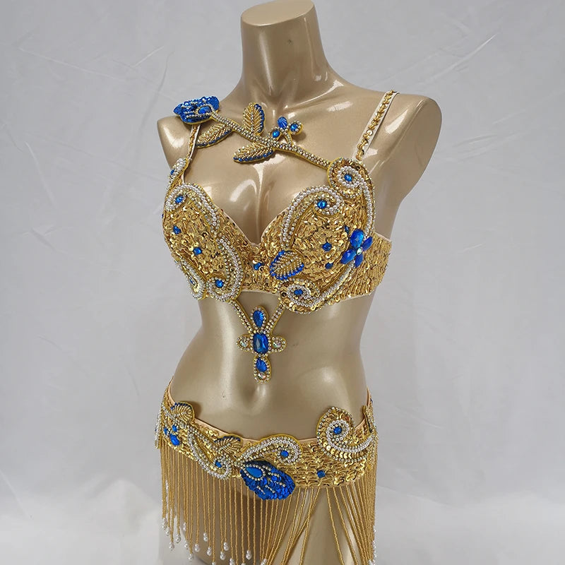 Bead wire Crystal bra and belt set