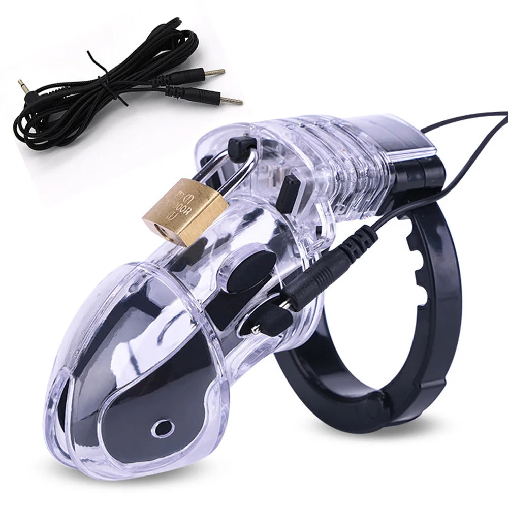 BDSM Electro Shock CB6000 Male Chastity Cock Cage Sex Ball Stretcher,Electric Stimulator Penis Lock Ring Gay Masturbation Tools