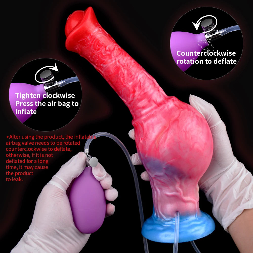 ASHBURN™ Squirting + Inflatable Knot Fantasy Plug – Mixed Silicone Power Toy