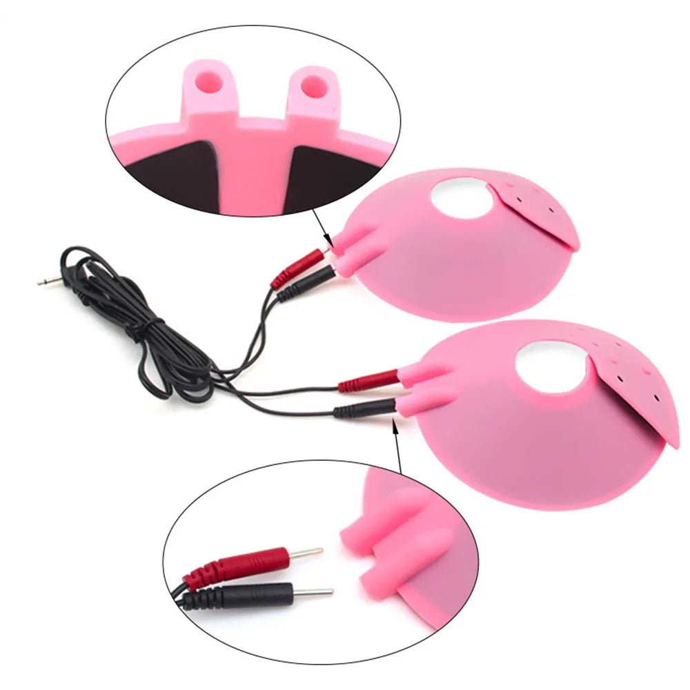 BDSM Bondage Electric Shock Nipple Sucker Clamp Electro Shock Sex Nipple Paste Pads Breast Stimulate Massage Pads Woman Sex Toys