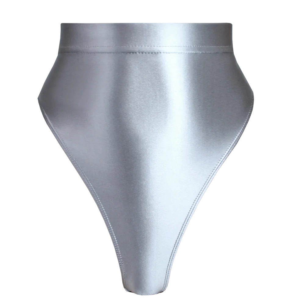 High Waist T-Shaped Short Pants for Women, Shiny Glossy, Monochrome Bikini Tights, High-Fork Briefs, Sexy Underpants, All Season