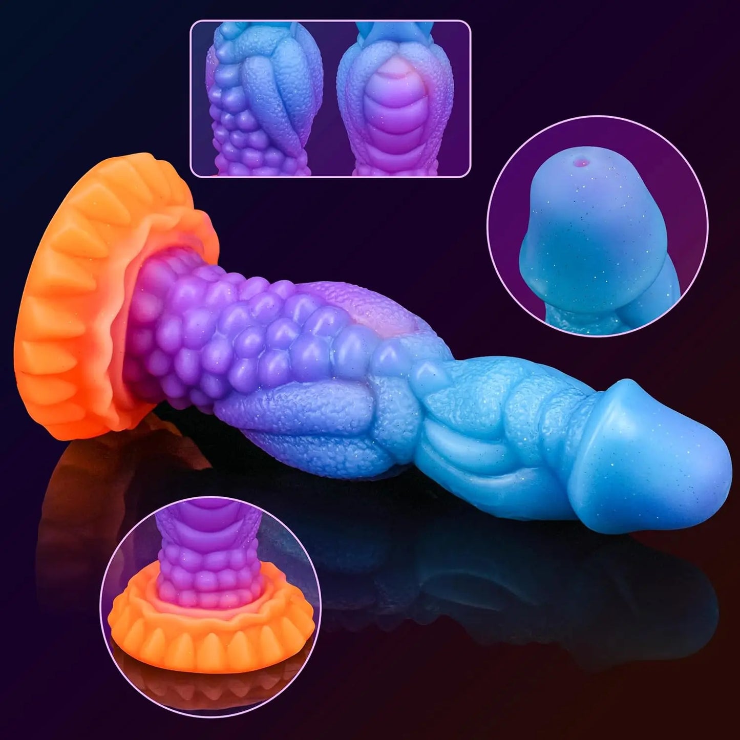 Colorful Luminous Dildo Monster alien Dildo Glow in the Dark Adult Anal Toys Silicone Anal Butt Plug with Strong Suction Cup