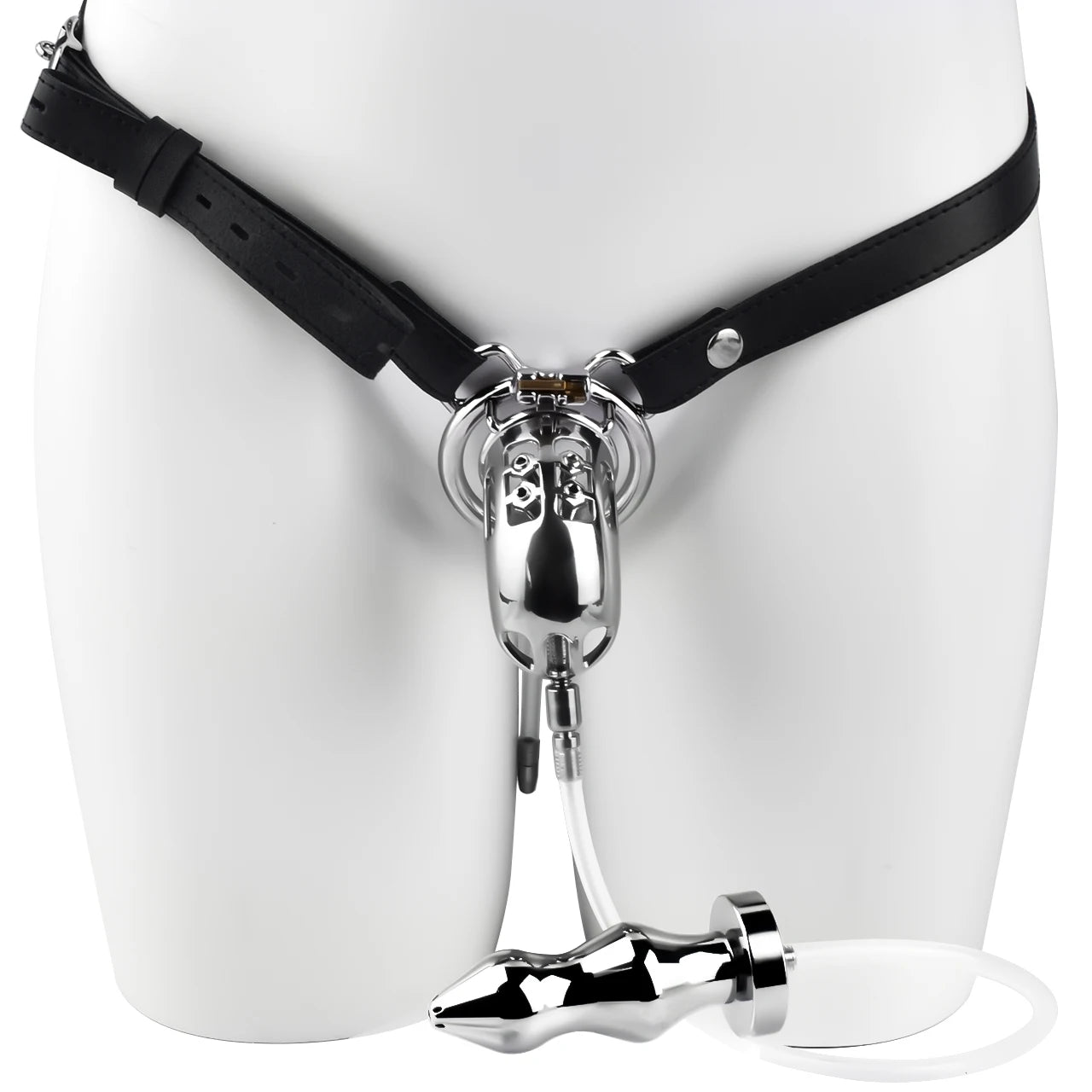 Detachable Anal Plug Strap on Male Chastity Cage with Silicone Urethra Catheter 4 Size Ring Adult Toys for Role-Play Games
