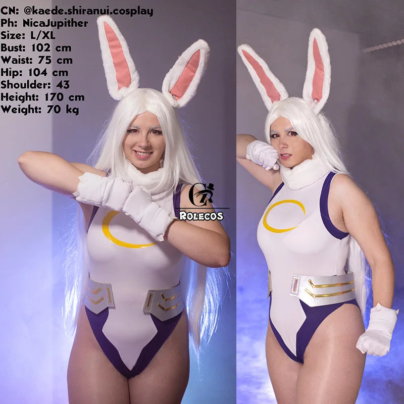 ROLECOS MHA Cosplay Costume Rabbit Hero Miruko Sexy Jumpsuit BNHA Bunny Girl Cosplay Rompers Suit