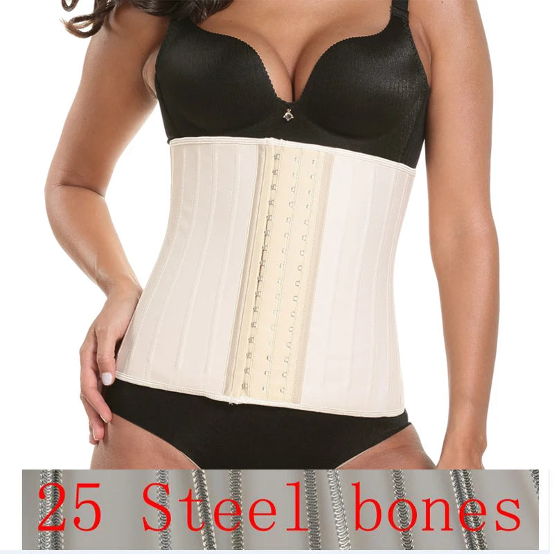 Latex Waist Trainer 25 Steel Bone Women Binders And Shapers Corset Modeling Strap Body Shaper Colombian Girdles Slimming Belt