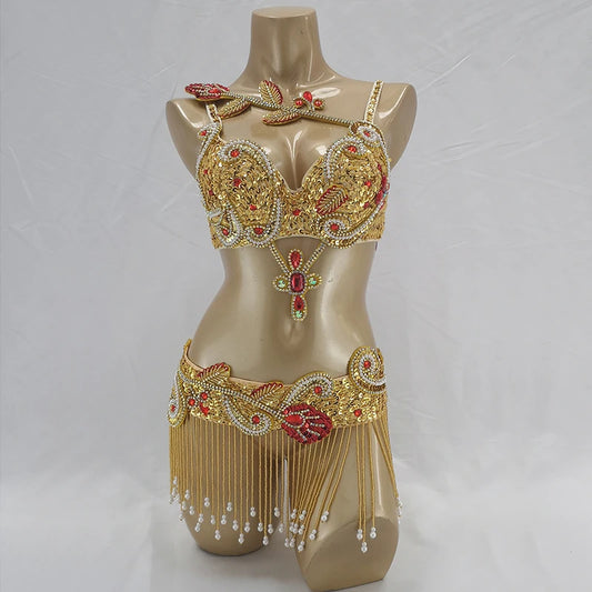 Bead wire Crystal bra and belt set
