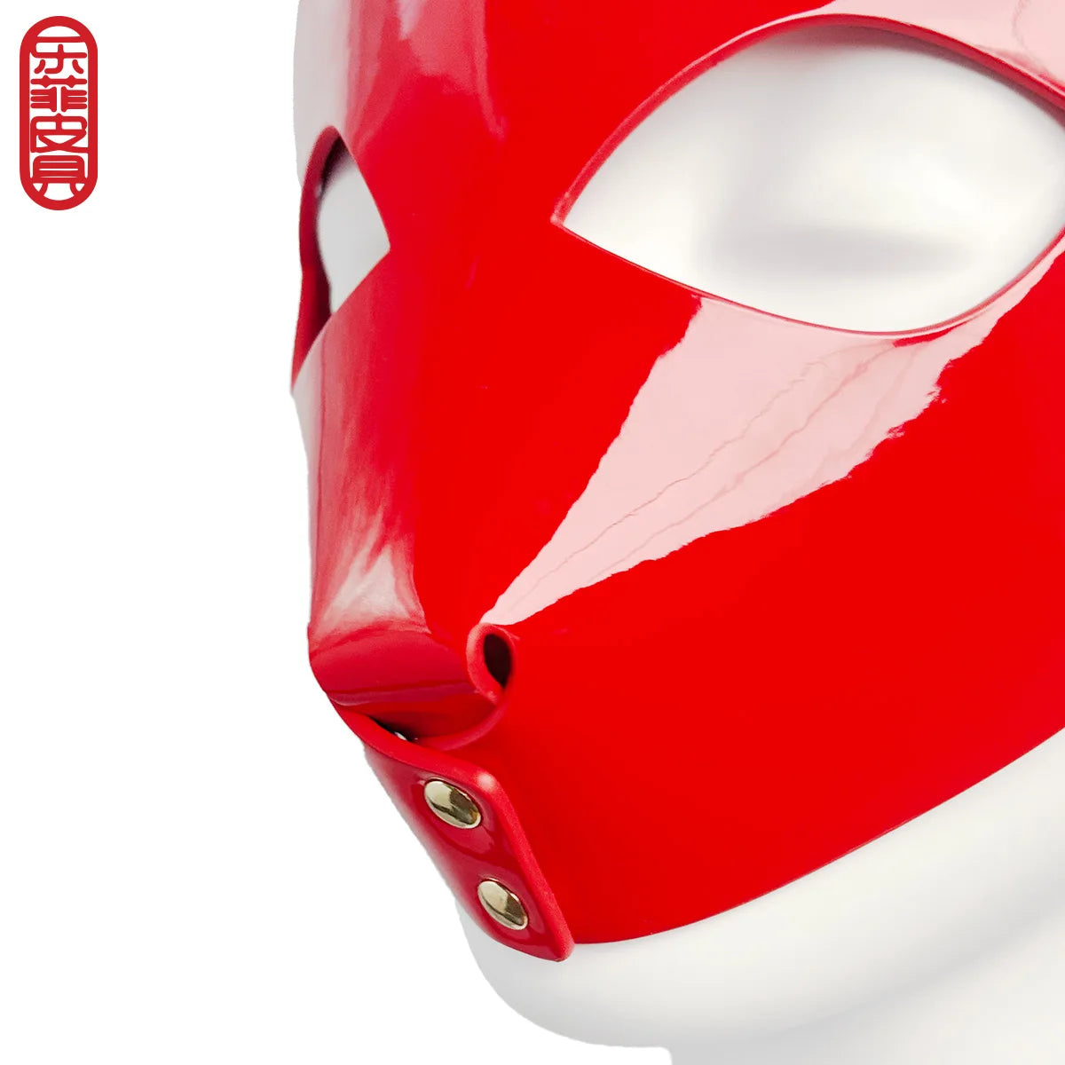 Custom Red Leather Fox Mask BDSM Cosplay Accessory with Rivets for Women's Sexy Lingerie Knitted Underwear