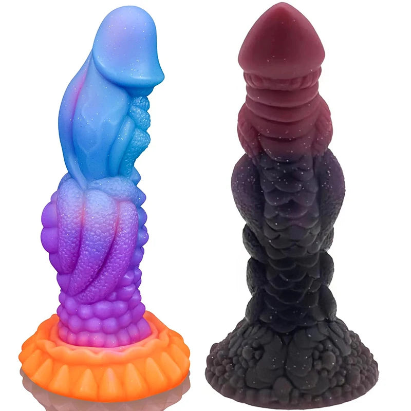 Colorful Luminous Dildo Monster alien Dildo Glow in the Dark Adult Anal Toys Silicone Anal Butt Plug with Strong Suction Cup