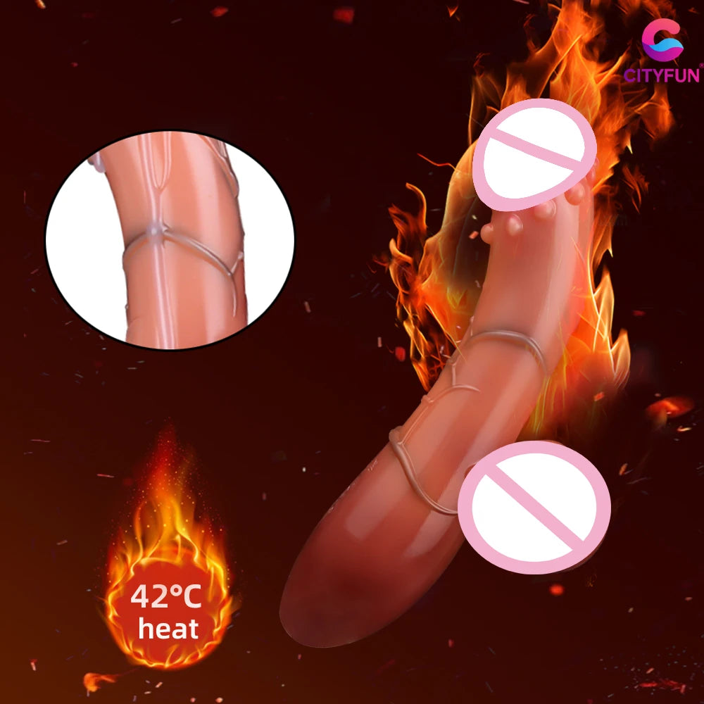 Huge Soft Vibrator Heating Realistic Dildo for Woman Men Wireless Masturbator Penis G Spot Vagina Powerful Thrusting Vibrator