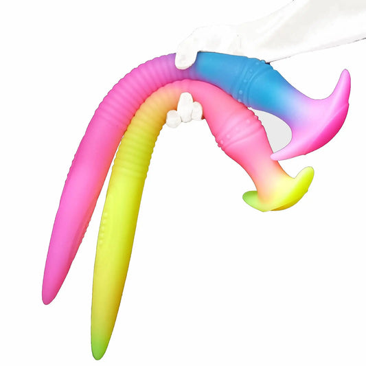 Soft Silicone Anal Plug Super Long Luminous Dildo for Prostate Massage Anal Training Glows in the Dark for Beginner