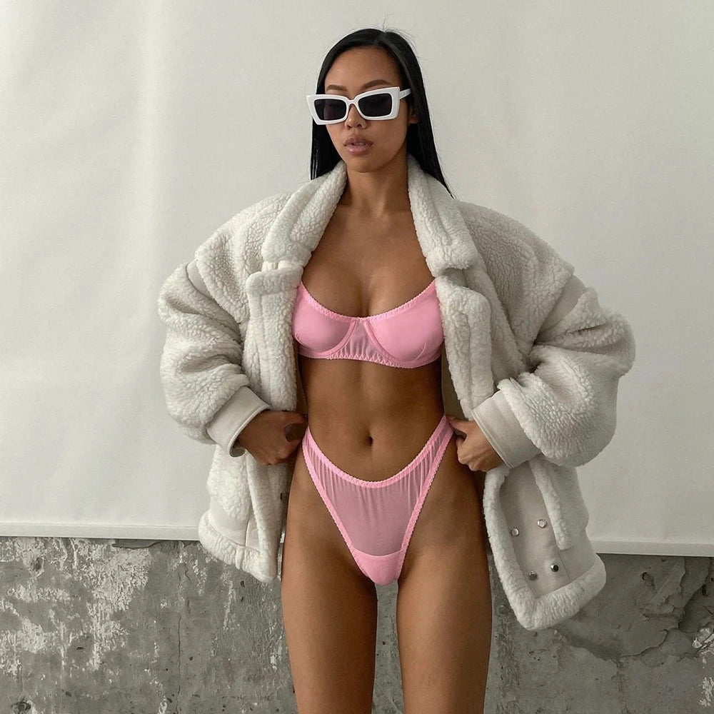 Kit Push up Lace Intimate Outfits Sensual Exotic Sets Women 2 Piece Bra Macarons Lingerie Sexy Seamless Underwear Set