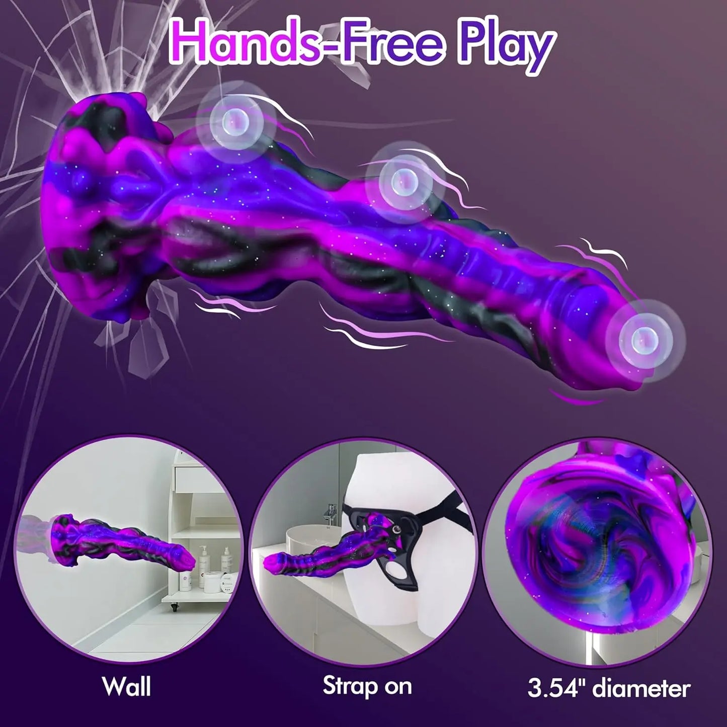 Dog Cock Dildo with 2 Big Knots Huge Dildo Fantasy Alien Anminal Horse Adult Toy with Suction Cup Soft Luminous Silicone Dildo