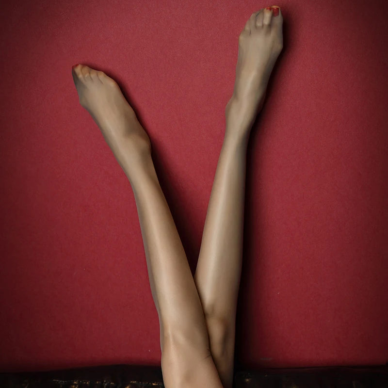 Aurora Series Oil Shiny Tights Seamless Ultra Thin Transparent Stockings Open / Closed Crotch Women Pantyhose Glossy Hosiery