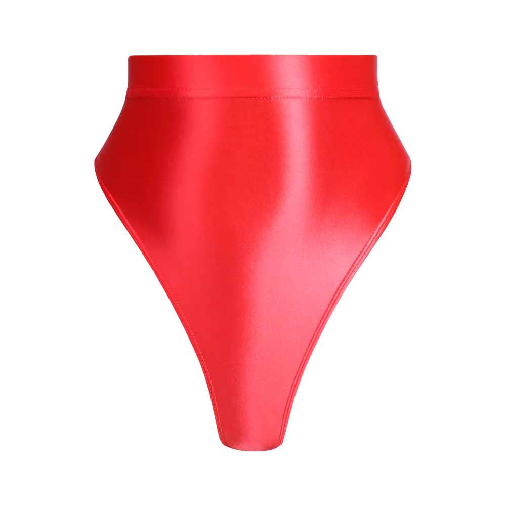 High Waist T-Shaped Short Pants for Women, Shiny Glossy, Monochrome Bikini Tights, High-Fork Briefs, Sexy Underpants, All Season
