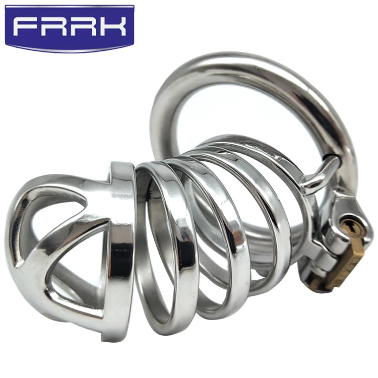 FRRK Classic Male Chastity Cages with Removable Urethral Tube for Couple Adult Game Stainless Steel Penis Ring BDSM Sex Toy Shop