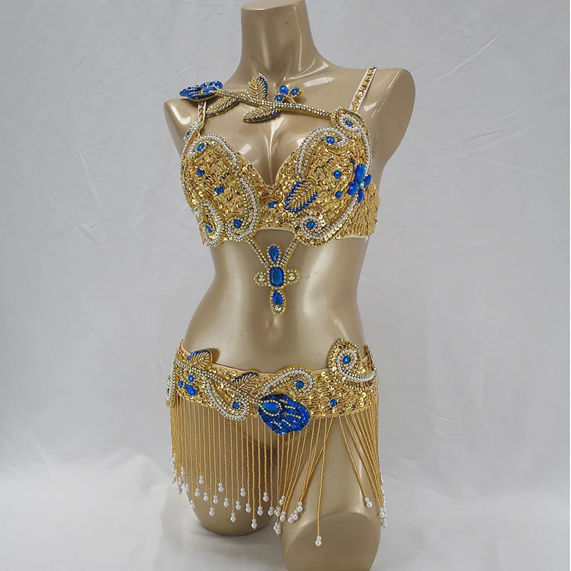Bead wire Crystal bra and belt set