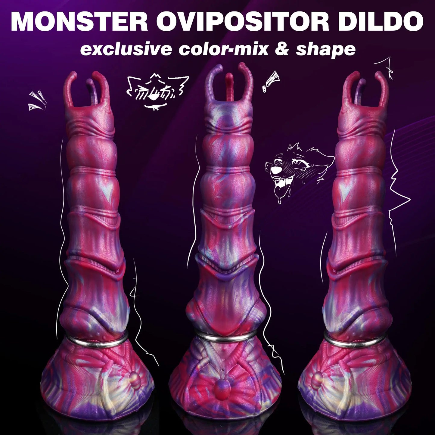 Monster Fantasy Ovipositor Dildo with 4 Eggs Big Dog Knot Horse Cock Dildo with Inflatable Pump Anal Toys Adult Sex Toys for Men