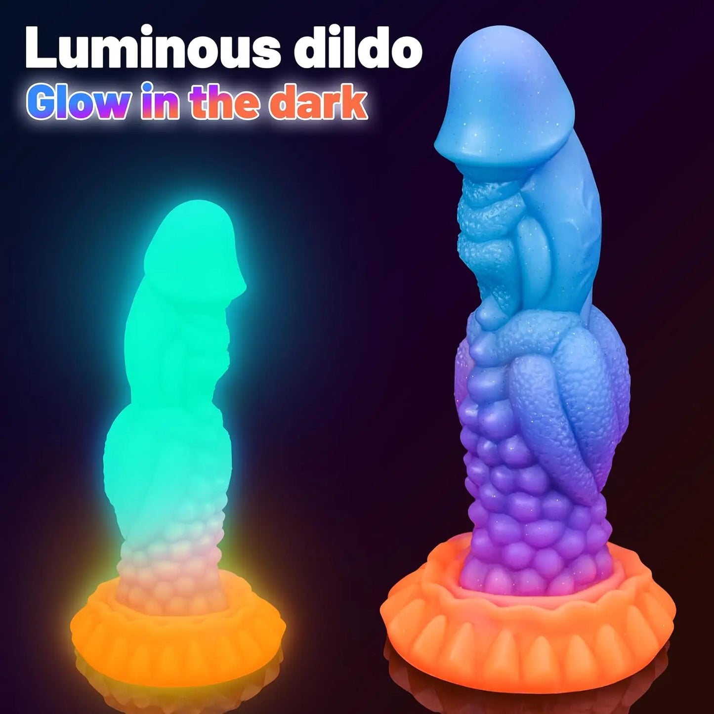 Colorful Luminous Dildo Monster alien Dildo Glow in the Dark Adult Anal Toys Silicone Anal Butt Plug with Strong Suction Cup